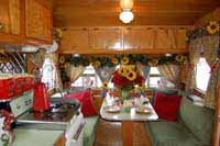 Vintage trailer interiors, wood work, appliances and decorations